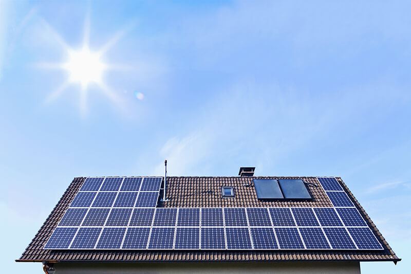 solar panels on roof